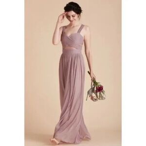 Birdy Grey Elsye Bridesmaid Dress in Mauve Mesh Cutouts Maxi Gown Size Small NWT